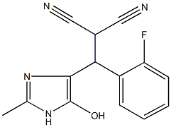 2-[(2-fluorophenyl)(5-hydroxy-2-methyl-1H-imidazol-4-yl)methyl]malononitrile 구조식 이미지