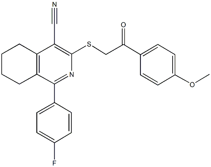 1-(4-fluorophenyl)-3-{[2-(4-methoxyphenyl)-2-oxoethyl]sulfanyl}-5,6,7,8-tetrahydro-4-isoquinolinecarbonitrile 구조식 이미지