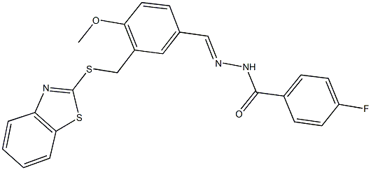 N'-{3-[(1,3-benzothiazol-2-ylsulfanyl)methyl]-4-methoxybenzylidene}-4-fluorobenzohydrazide Structure