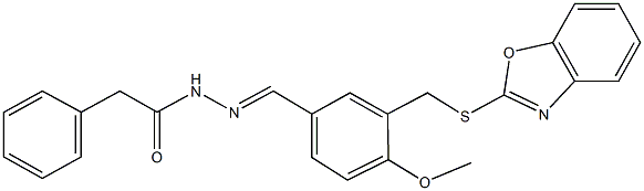 N'-{3-[(1,3-benzoxazol-2-ylsulfanyl)methyl]-4-methoxybenzylidene}-2-phenylacetohydrazide Structure