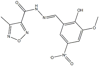 N'-{2-hydroxy-5-nitro-3-methoxybenzylidene}-4-methyl-1,2,5-oxadiazole-3-carbohydrazide 구조식 이미지