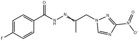 4-fluoro-N'-(2-{3-nitro-1H-1,2,4-triazol-1-yl}-1-methylethylidene)benzohydrazide 구조식 이미지