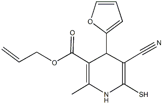 allyl 5-cyano-4-(2-furyl)-2-methyl-6-sulfanyl-1,4-dihydro-3-pyridinecarboxylate Structure