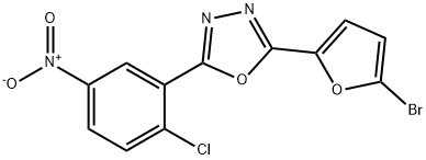 2-(5-bromo-2-furyl)-5-{2-chloro-5-nitrophenyl}-1,3,4-oxadiazole 구조식 이미지