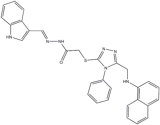 N'-(1H-indol-3-ylmethylene)-2-({5-[(1-naphthylamino)methyl]-4-phenyl-4H-1,2,4-triazol-3-yl}sulfanyl)acetohydrazide Structure