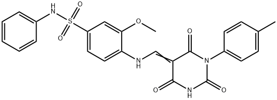 3-methoxy-4-{[(1-(4-methylphenyl)-2,4,6-trioxotetrahydro-5(2H)-pyrimidinylidene)methyl]amino}-N-phenylbenzenesulfonamide 구조식 이미지