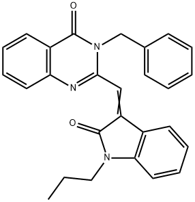 3-benzyl-2-[(2-oxo-1-propyl-1,2-dihydro-3H-indol-3-ylidene)methyl]-4(3H)-quinazolinone Structure