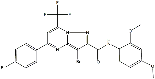 3-bromo-5-(4-bromophenyl)-N-(2,4-dimethoxyphenyl)-7-(trifluoromethyl)pyrazolo[1,5-a]pyrimidine-2-carboxamide Structure