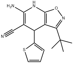 6-amino-3-tert-butyl-4-(2-thienyl)-4,7-dihydroisoxazolo[5,4-b]pyridine-5-carbonitrile Structure