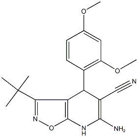 6-amino-3-tert-butyl-4-(2,4-dimethoxyphenyl)-4,7-dihydroisoxazolo[5,4-b]pyridine-5-carbonitrile 구조식 이미지