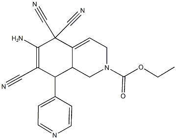 ethyl 6-amino-5,5,7-tricyano-8-(4-pyridinyl)-3,5,8,8a-tetrahydro-2(1H)-isoquinolinecarboxylate Structure