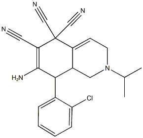 7-amino-8-(2-chlorophenyl)-2-isopropyl-2,3,8,8a-tetrahydro-5,5,6(1H)-isoquinolinetricarbonitrile Structure