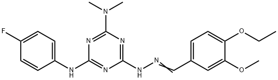 4-ethoxy-3-methoxybenzaldehyde [4-(dimethylamino)-6-(4-fluoroanilino)-1,3,5-triazin-2-yl]hydrazone 구조식 이미지