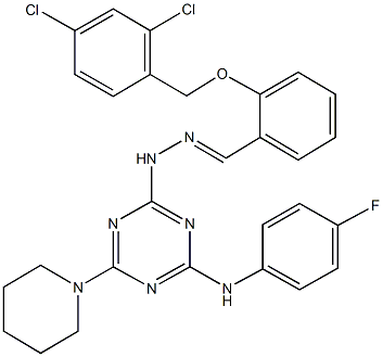 2-[(2,4-dichlorobenzyl)oxy]benzaldehyde [4-(4-fluoroanilino)-6-(1-piperidinyl)-1,3,5-triazin-2-yl]hydrazone 구조식 이미지