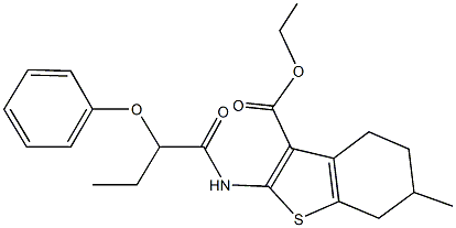 ethyl 6-methyl-2-[(2-phenoxybutanoyl)amino]-4,5,6,7-tetrahydro-1-benzothiophene-3-carboxylate Structure