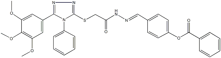 4-[2-({[4-phenyl-5-(3,4,5-trimethoxyphenyl)-4H-1,2,4-triazol-3-yl]sulfanyl}acetyl)carbohydrazonoyl]phenyl benzoate Structure