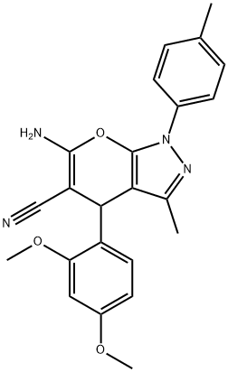 6-amino-4-(2,4-dimethoxyphenyl)-3-methyl-1-(4-methylphenyl)-1,4-dihydropyrano[2,3-c]pyrazole-5-carbonitrile Structure