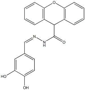 N'-(3,4-dihydroxybenzylidene)-9H-xanthene-9-carbohydrazide 구조식 이미지