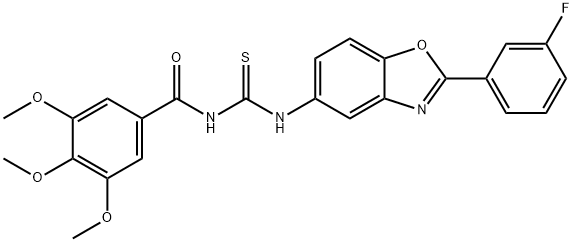 N-[2-(3-fluorophenyl)-1,3-benzoxazol-5-yl]-N'-(3,4,5-trimethoxybenzoyl)thiourea 구조식 이미지