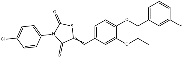 3-(4-chlorophenyl)-5-{3-ethoxy-4-[(3-fluorobenzyl)oxy]benzylidene}-1,3-thiazolidine-2,4-dione Structure