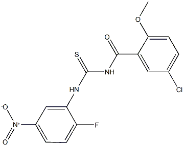 N-(5-chloro-2-methoxybenzoyl)-N'-{2-fluoro-5-nitrophenyl}thiourea 구조식 이미지