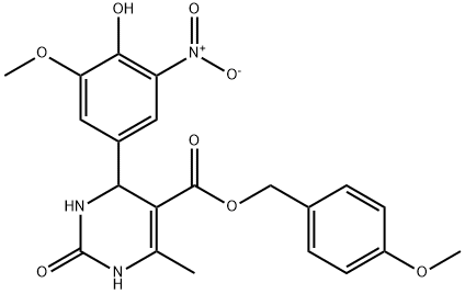 4-methoxybenzyl 4-{4-hydroxy-3-nitro-5-methoxyphenyl}-6-methyl-2-oxo-1,2,3,4-tetrahydro-5-pyrimidinecarboxylate Structure