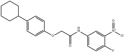 2-(4-cyclohexylphenoxy)-N-{4-fluoro-3-nitrophenyl}acetamide 구조식 이미지