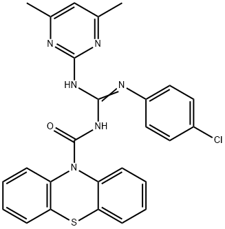 N-(4-chlorophenyl)-N'-(4,6-dimethyl-2-pyrimidinyl)-N''-(10H-phenothiazin-10-ylcarbonyl)guanidine Structure