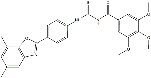 N-[4-(5,7-dimethyl-1,3-benzoxazol-2-yl)phenyl]-N'-(3,4,5-trimethoxybenzoyl)thiourea 구조식 이미지