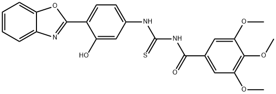 N-[4-(1,3-benzoxazol-2-yl)-3-hydroxyphenyl]-N'-(3,4,5-trimethoxybenzoyl)thiourea 구조식 이미지