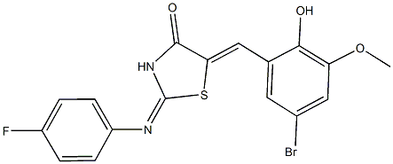 5-(5-bromo-2-hydroxy-3-methoxybenzylidene)-2-[(4-fluorophenyl)imino]-1,3-thiazolidin-4-one Structure