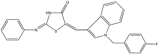 5-{[1-(4-fluorobenzyl)-1H-indol-3-yl]methylene}-2-(phenylimino)-1,3-thiazolidin-4-one 구조식 이미지