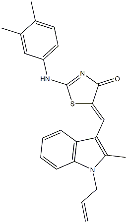 5-[(1-allyl-2-methyl-1H-indol-3-yl)methylene]-2-(3,4-dimethylanilino)-1,3-thiazol-4(5H)-one Structure