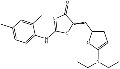 5-{[5-(diethylamino)-2-furyl]methylene}-2-[(2,4-dimethylphenyl)imino]-1,3-thiazolidin-4-one 구조식 이미지