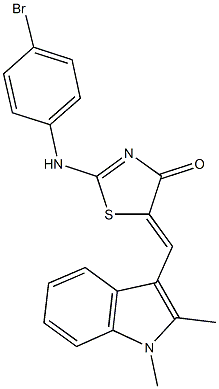 2-(4-bromoanilino)-5-[(1,2-dimethyl-1H-indol-3-yl)methylene]-1,3-thiazol-4(5H)-one Structure
