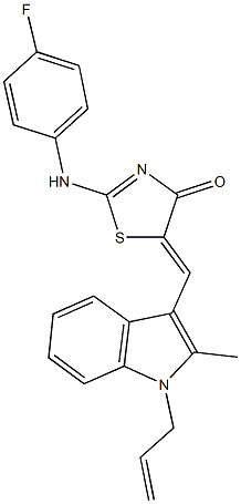 5-[(1-allyl-2-methyl-1H-indol-3-yl)methylene]-2-(4-fluoroanilino)-1,3-thiazol-4(5H)-one 구조식 이미지