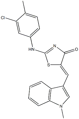 2-(3-chloro-4-methylanilino)-5-[(1-methyl-1H-indol-3-yl)methylene]-1,3-thiazol-4(5H)-one Structure