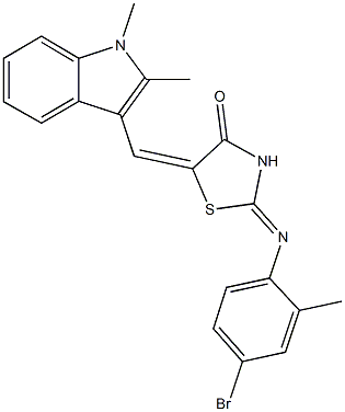 2-[(4-bromo-2-methylphenyl)imino]-5-[(1,2-dimethyl-1H-indol-3-yl)methylene]-1,3-thiazolidin-4-one Structure