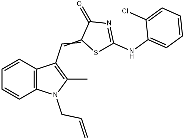 5-[(1-allyl-2-methyl-1H-indol-3-yl)methylene]-2-(2-chloroanilino)-1,3-thiazol-4(5H)-one 구조식 이미지