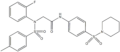 2-{2-fluoro[(4-methylphenyl)sulfonyl]anilino}-N-[4-(piperidin-1-ylsulfonyl)phenyl]acetamide 구조식 이미지