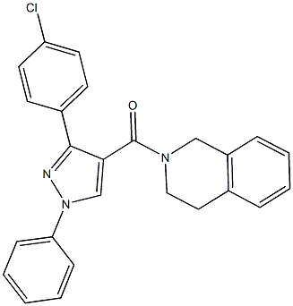 2-{[3-(4-chlorophenyl)-1-phenyl-1H-pyrazol-4-yl]carbonyl}-1,2,3,4-tetrahydroisoquinoline 구조식 이미지