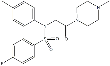 4-fluoro-N-(4-methylphenyl)-N-[2-(4-methyl-1-piperazinyl)-2-oxoethyl]benzenesulfonamide Structure