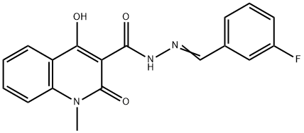 N'-(3-fluorobenzylidene)-4-hydroxy-1-methyl-2-oxo-1,2-dihydro-3-quinolinecarbohydrazide 구조식 이미지