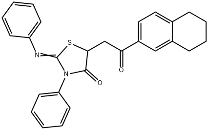 5-[2-oxo-2-(5,6,7,8-tetrahydro-2-naphthalenyl)ethyl]-3-phenyl-2-(phenylimino)-1,3-thiazolidin-4-one 구조식 이미지