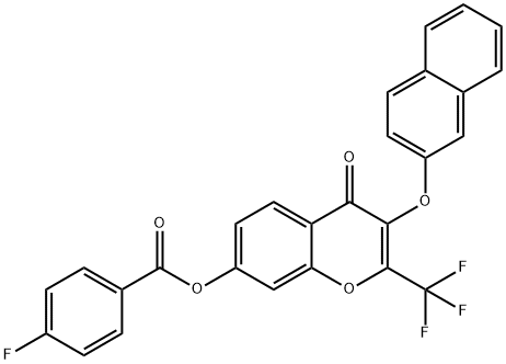 3-(2-naphthyloxy)-4-oxo-2-(trifluoromethyl)-4H-chromen-7-yl 4-fluorobenzoate 구조식 이미지