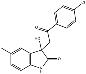 3-[2-(4-chlorophenyl)-2-oxoethyl]-3-hydroxy-5-methyl-1,3-dihydro-2H-indol-2-one 구조식 이미지