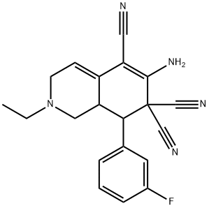 6-amino-2-ethyl-8-(3-fluorophenyl)-2,3,8,8a-tetrahydro-5,7,7(1H)-isoquinolinetricarbonitrile 구조식 이미지