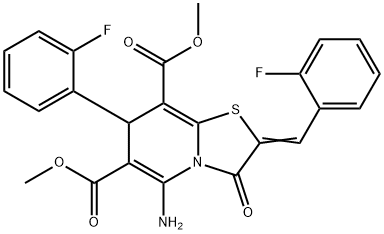 dimethyl 5-amino-2-(2-fluorobenzylidene)-7-(2-fluorophenyl)-3-oxo-2,3-dihydro-7H-[1,3]thiazolo[3,2-a]pyridine-6,8-dicarboxylate Structure