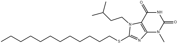 8-(dodecylsulfanyl)-7-isopentyl-3-methyl-3,7-dihydro-1H-purine-2,6-dione Structure