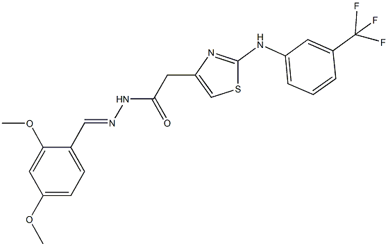 N'-(2,4-dimethoxybenzylidene)-2-{2-[3-(trifluoromethyl)anilino]-1,3-thiazol-4-yl}acetohydrazide Structure